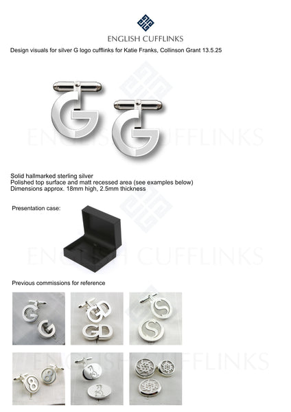 Corporate silver logo cufflinks for Collinson Grant (balance payment)