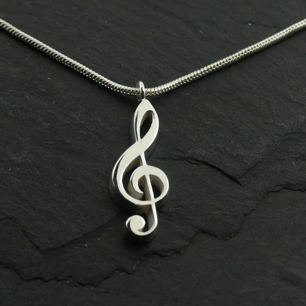 Treble Clef Silver Necklace