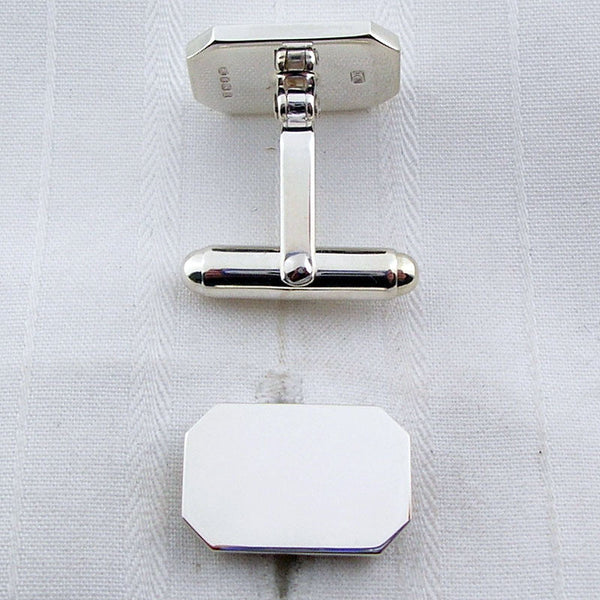 Rectangular silver swivel cufflinks