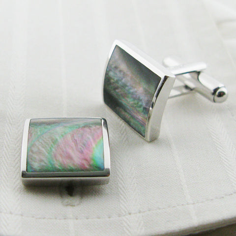 silver mother of pearl cufflinks