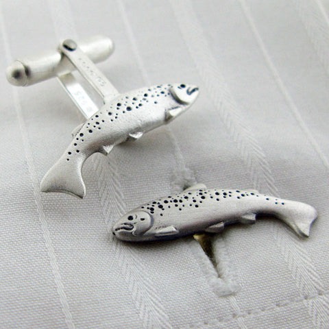 Silver trout cufflinks