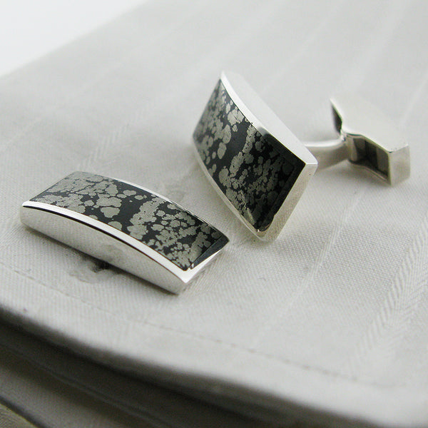 Pyrite rectangle cufflinks