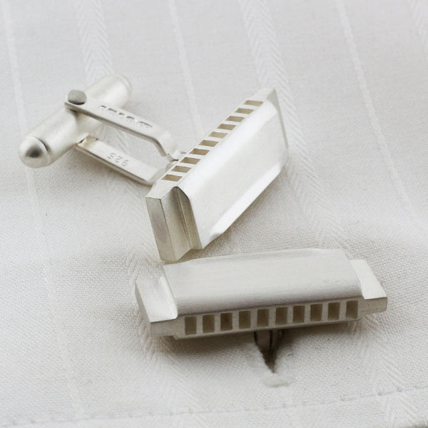 Sterling Silver Harmonica cufflinks