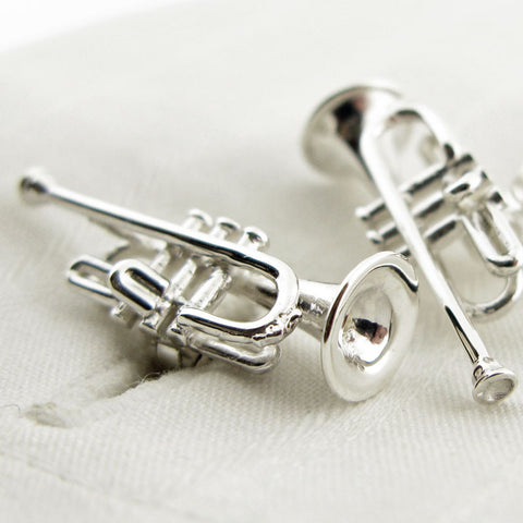 Sterling silver trumpet cufflinks from English Cufflinks