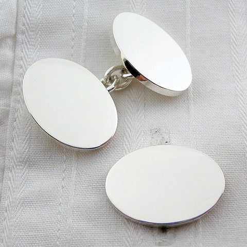 silver oval cufflinks