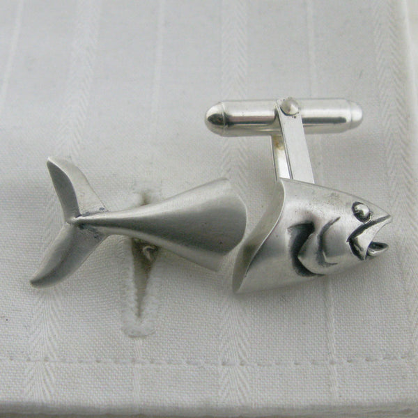 silver fish cufflinks