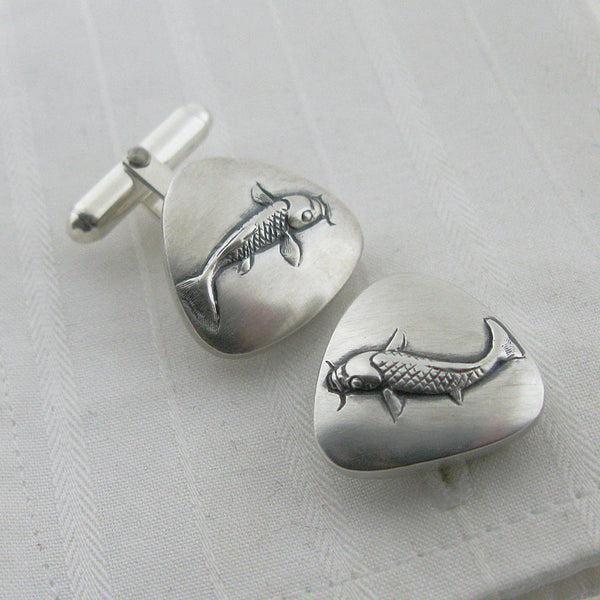 silver fish cufflinks