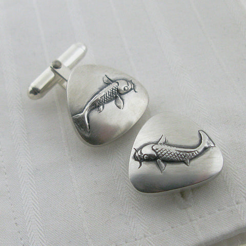 silver fish cufflinks