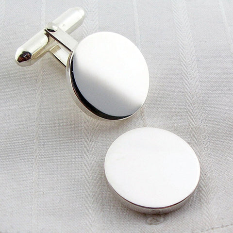 solid circle silver cufflinks