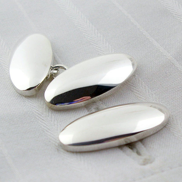 Long domed oval chain cufflinks
