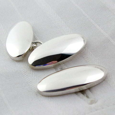 Long domed oval chain cufflinks