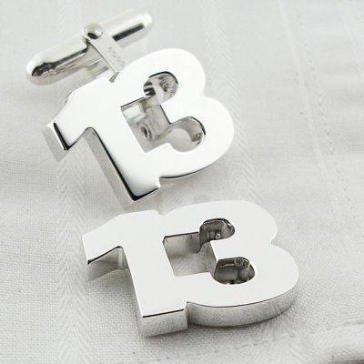 Silver bespoke initial 9 cufflinks for Leeann Wright (balance payment)