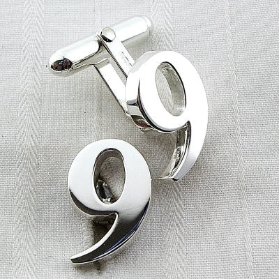 Silver bespoke initial 9 cufflinks for Leeann Wright (balance payment)