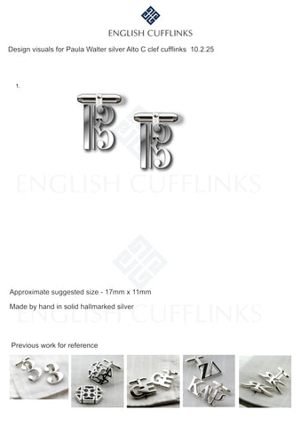 Bespoke Alto Clef silver cufflinks for Paula Walter (50% balance payment)