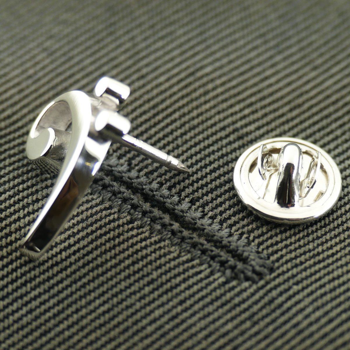 Bass Clef Silver lapel brooch pin