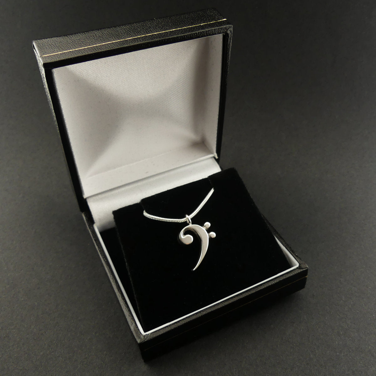 Bass Clef Silver Necklace