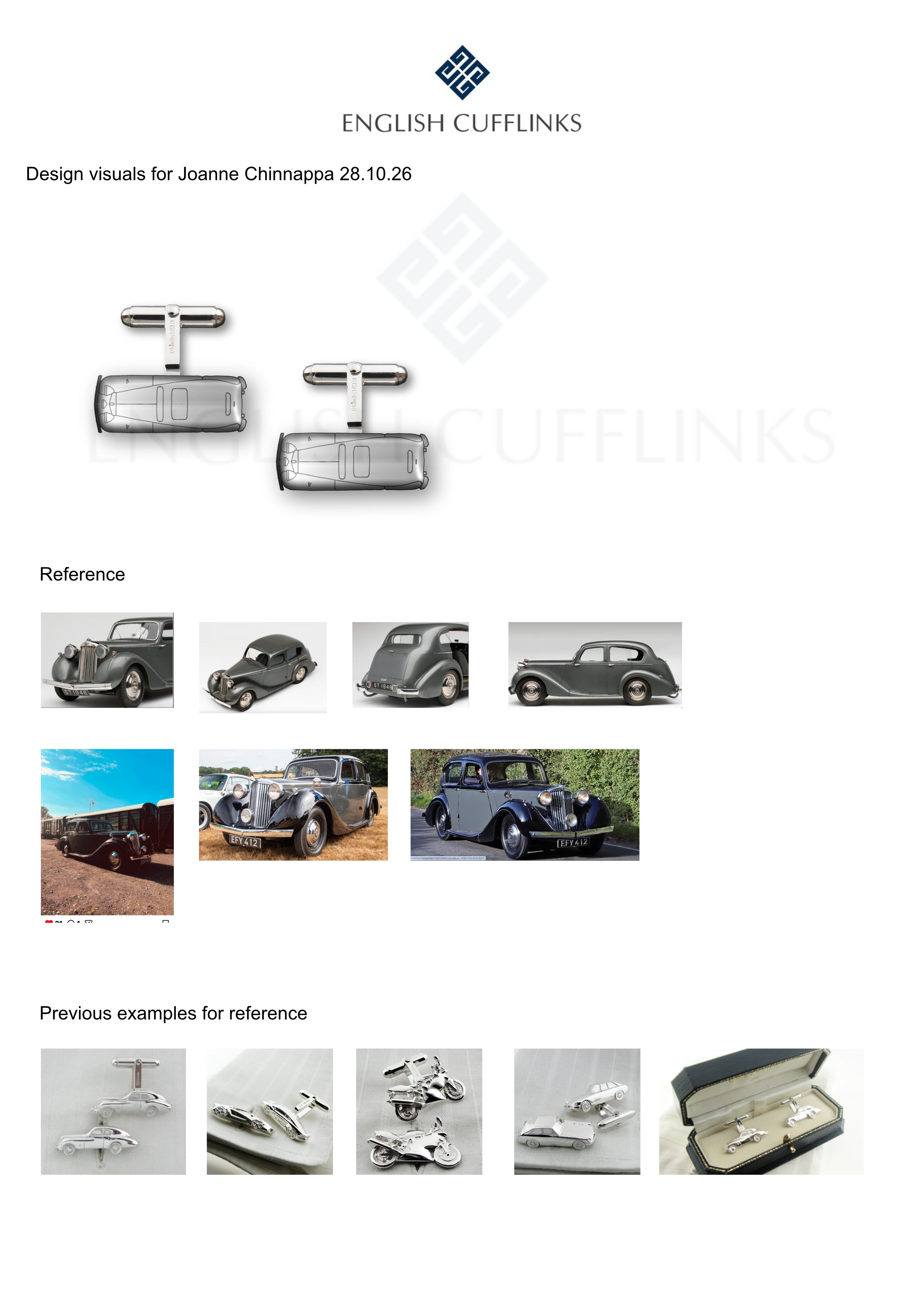 Bespoke hallmarked silver Sunbeam  Talbot 10 cufflinks