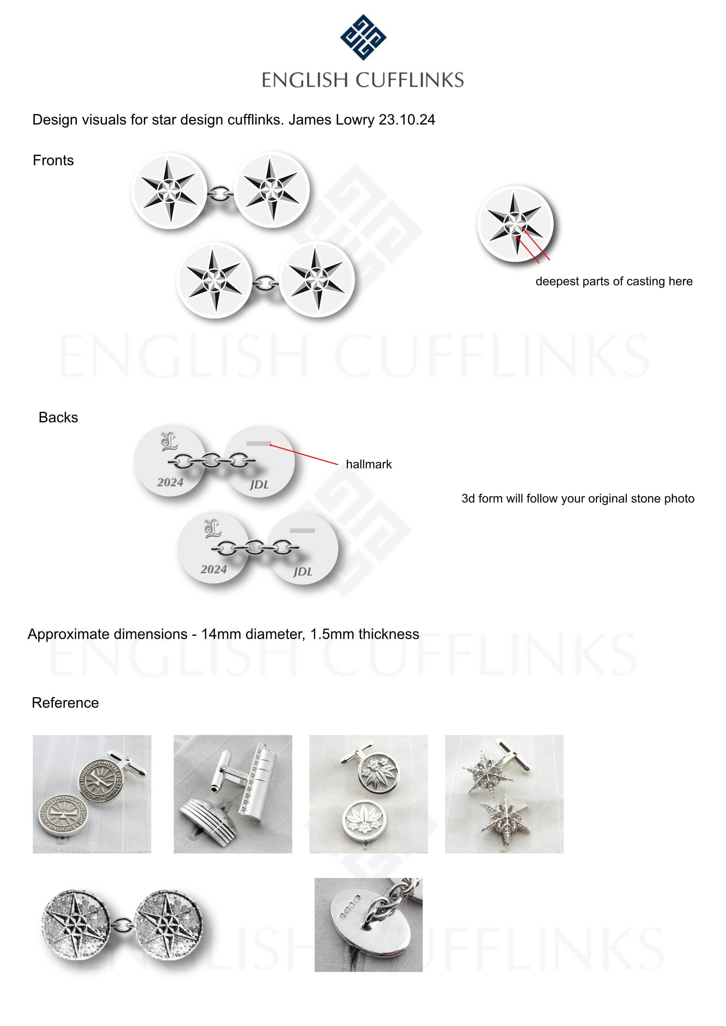 Bespoke platinum cufflinks for James Lowry (50% Balance payment)