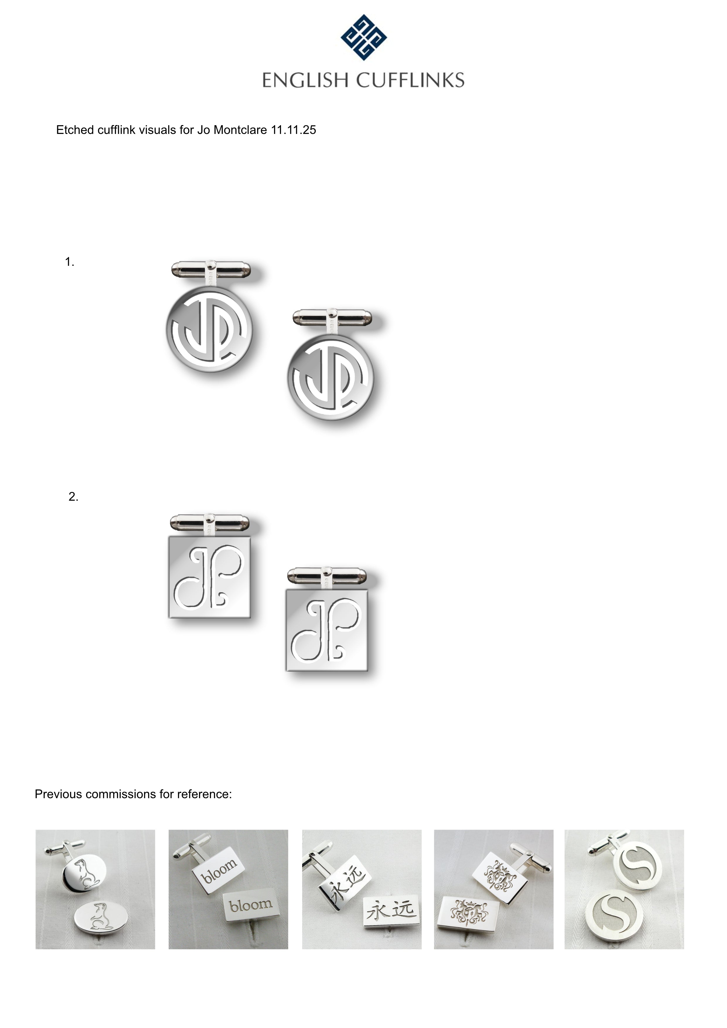 Bespoke etched cufflinks