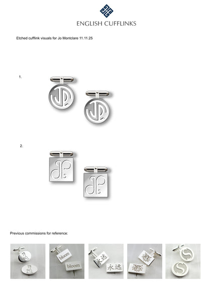 Bespoke etched cufflinks