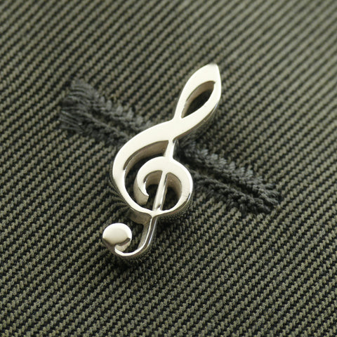 Treble Clef Silver lapel brooch pin