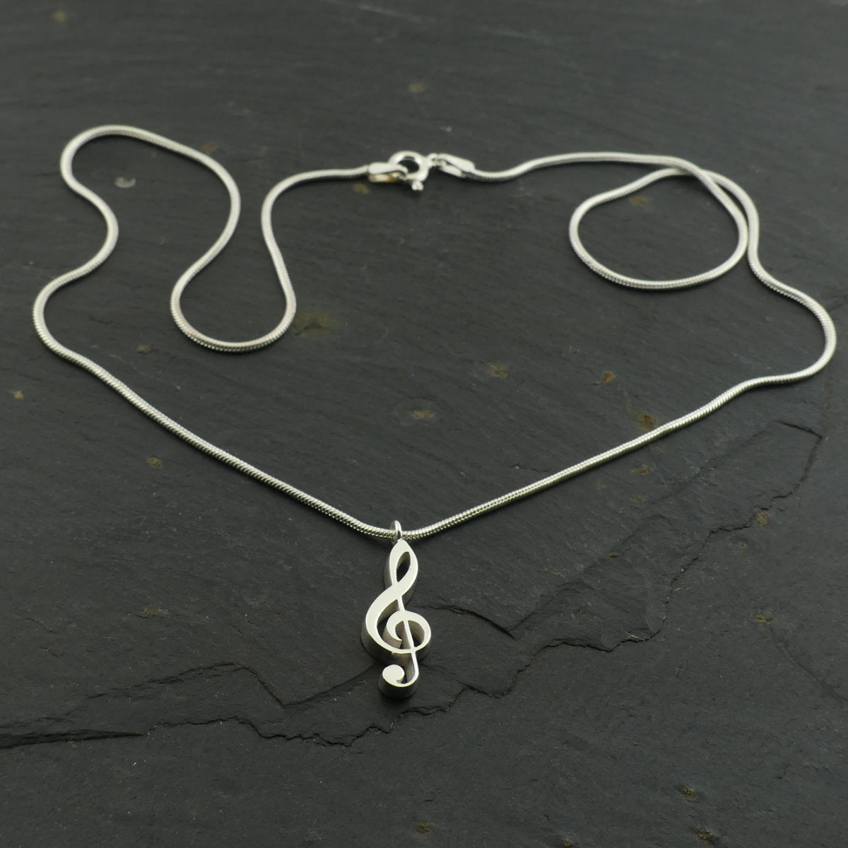 Treble Clef Silver Necklace