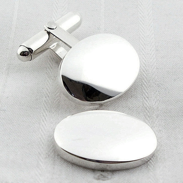 domed oval silver swivel cufflinks