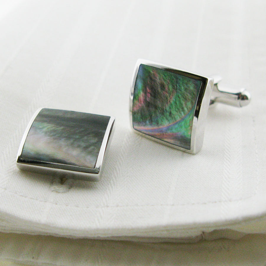 silver mother of pearl cufflinks