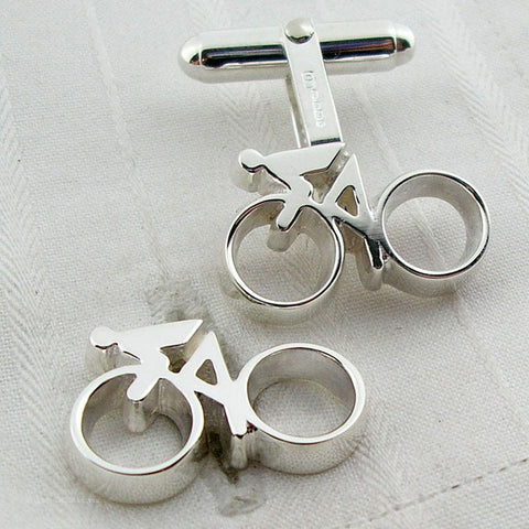 silver cycling cufflinks