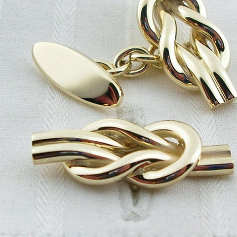 9ct yellow gold reef-knot cufflinks