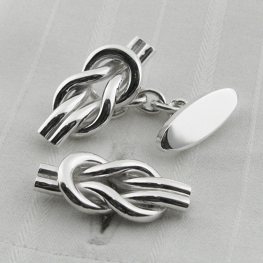Silver reef-knot cufflinks