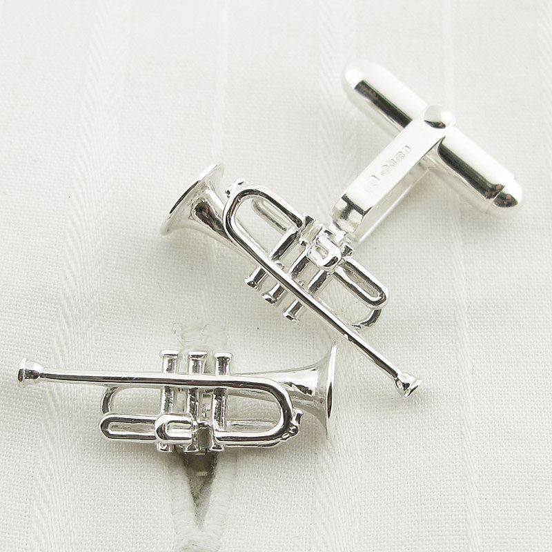 Sterling silver trumpet cufflinks from English Cufflinks