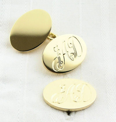3 initials engraved on cufflinks in gold