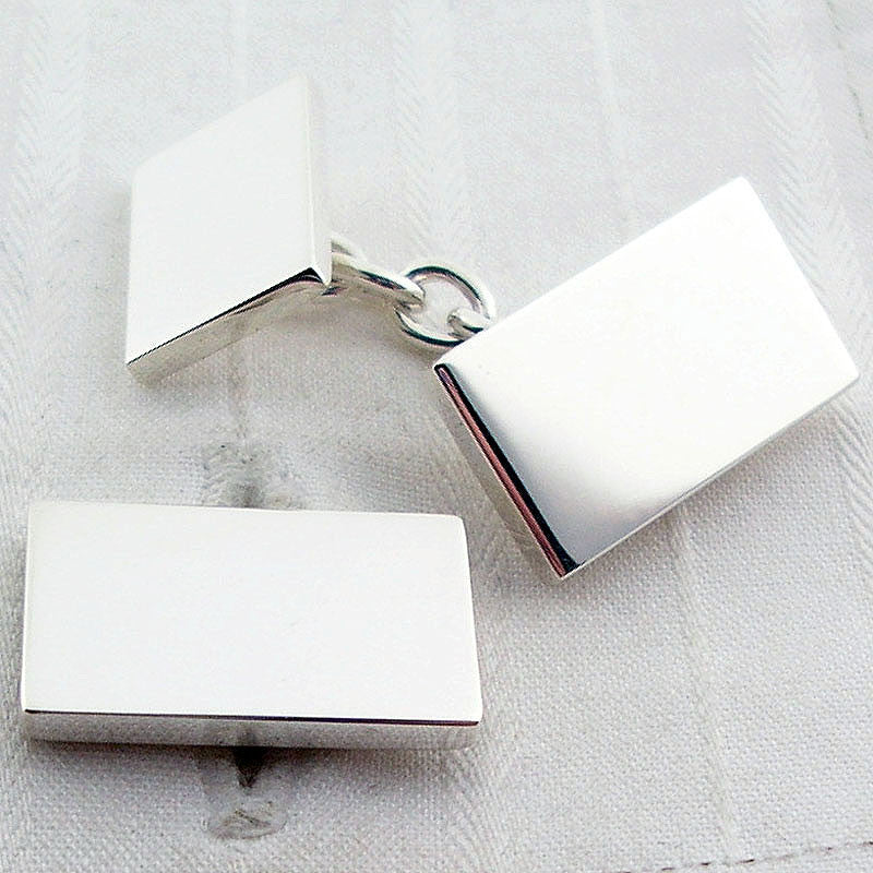 Solid rectangle chain cufflinks