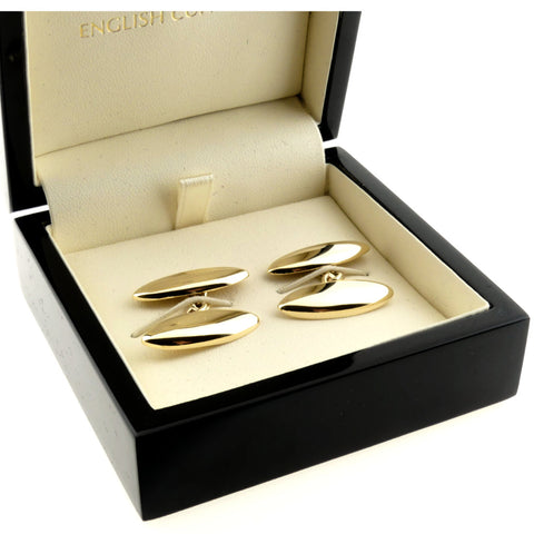 long domed oval gold cufflinks