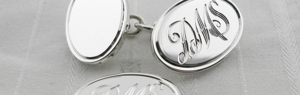 hand engraved silver cufflinks